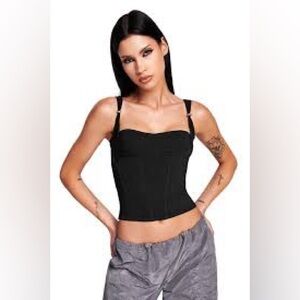 I AM GIA Black Sleeveless Corset Top